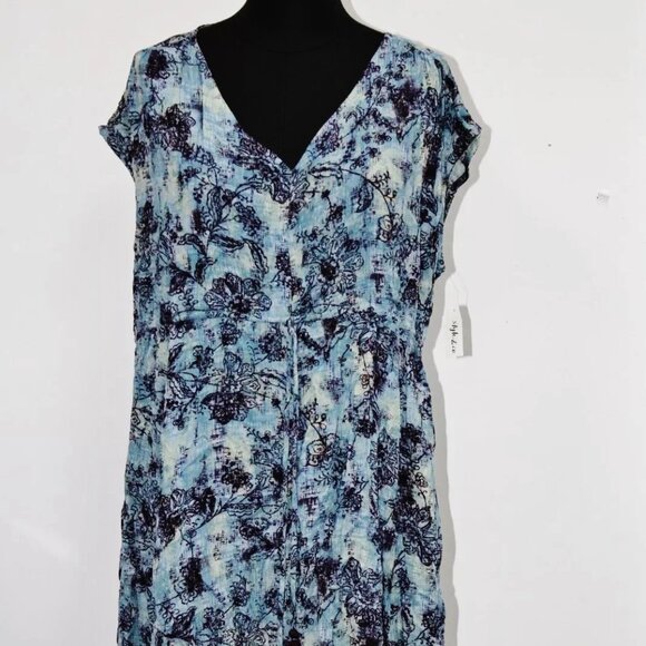NWT Style & Co Vintage Blue Empire Sharkbite Dress sz L Orig$90+Tax - Picture 3 of 8